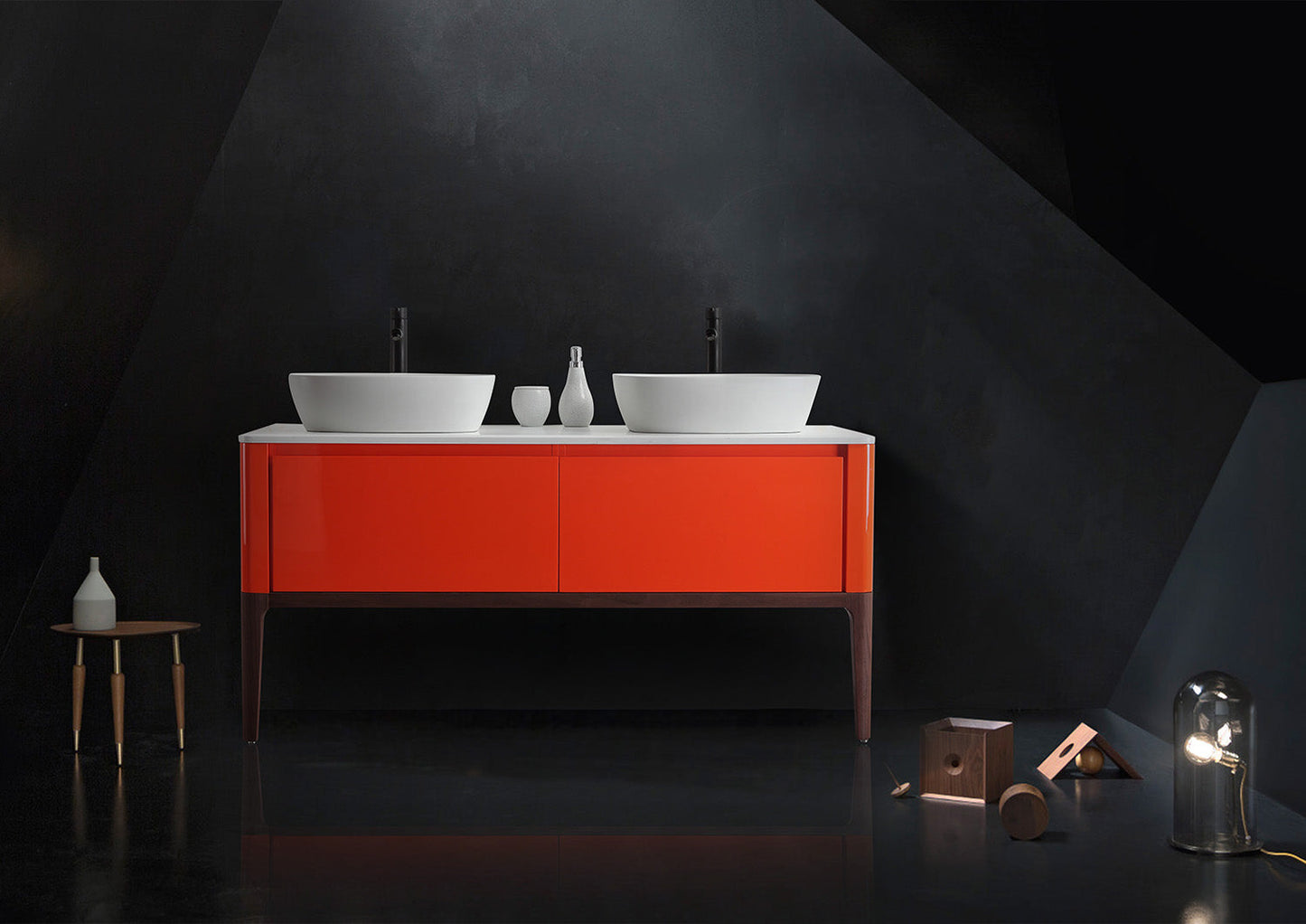 SEBASTIAN 60” RED AMBER DUAL MOUNT MODERN BATHROOM VANITY