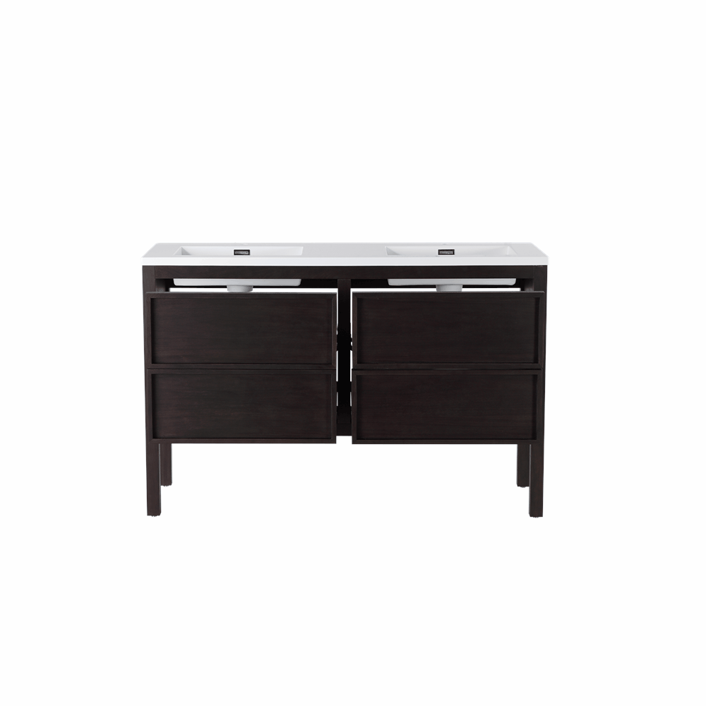 ANNECY 55” DARK WALNUT FREESTANDING MODERN BATHROOM VANITY