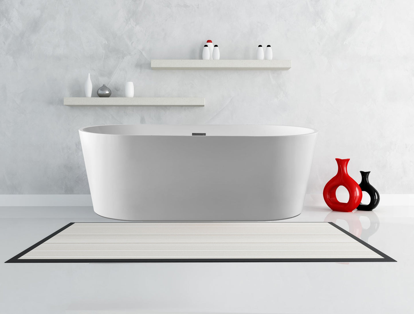 CD 60-inch BT-03 Gloss White Modern Freestanding Bathtub (Acrylic)