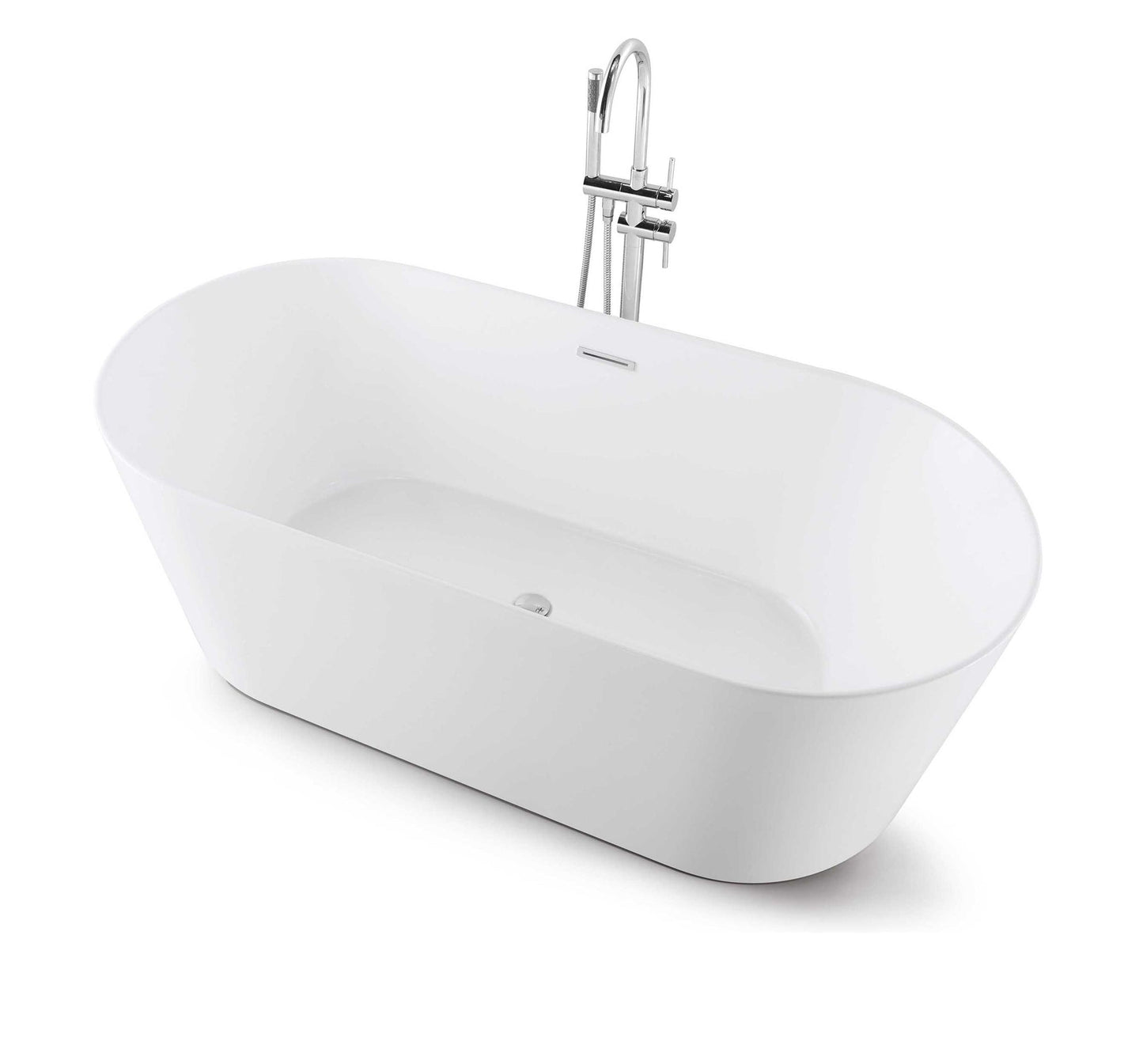 CD 60-inch BT-03 Gloss White Modern Freestanding Bathtub (Acrylic)