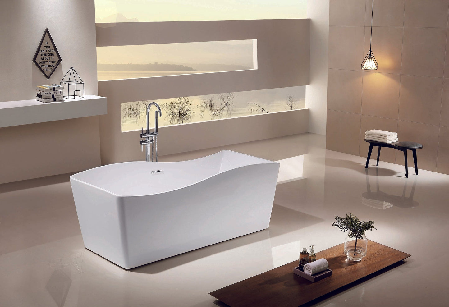 CD 67-inch BT-15 Gloss White Modern Freestanding Bathtub (Acrylic)
