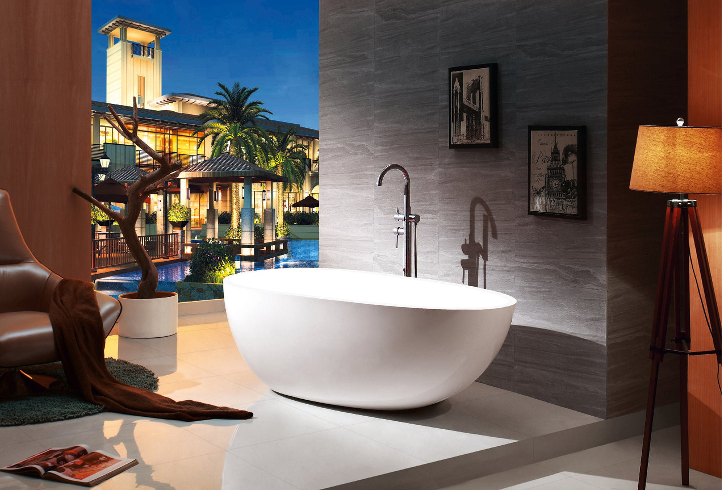 CD 67-inch SP-1893 Gloss White Modern Freestanding Bathtub (Acrylic)
