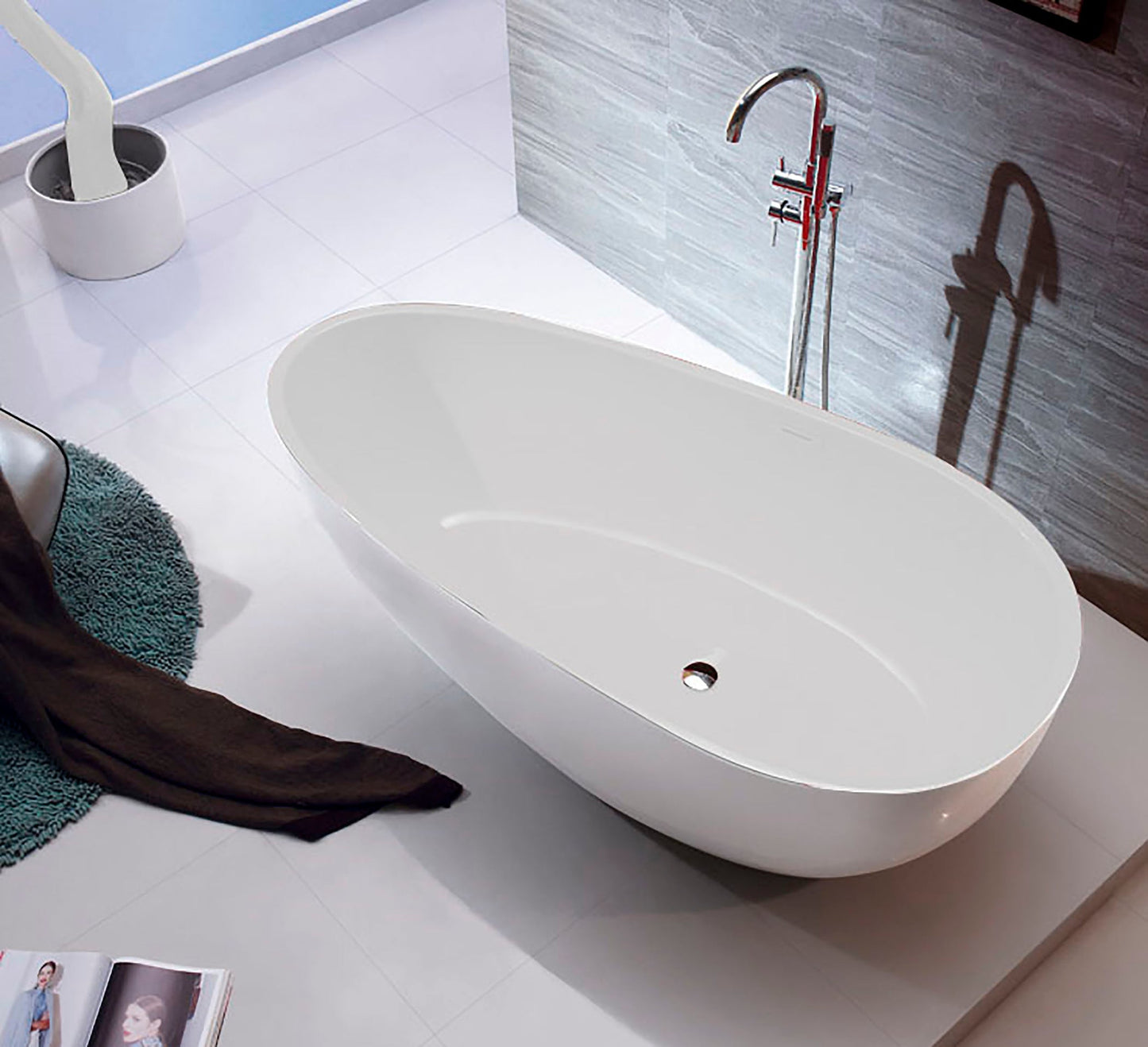 CD 67-inch SP-1893 Gloss White Modern Freestanding Bathtub (Acrylic)