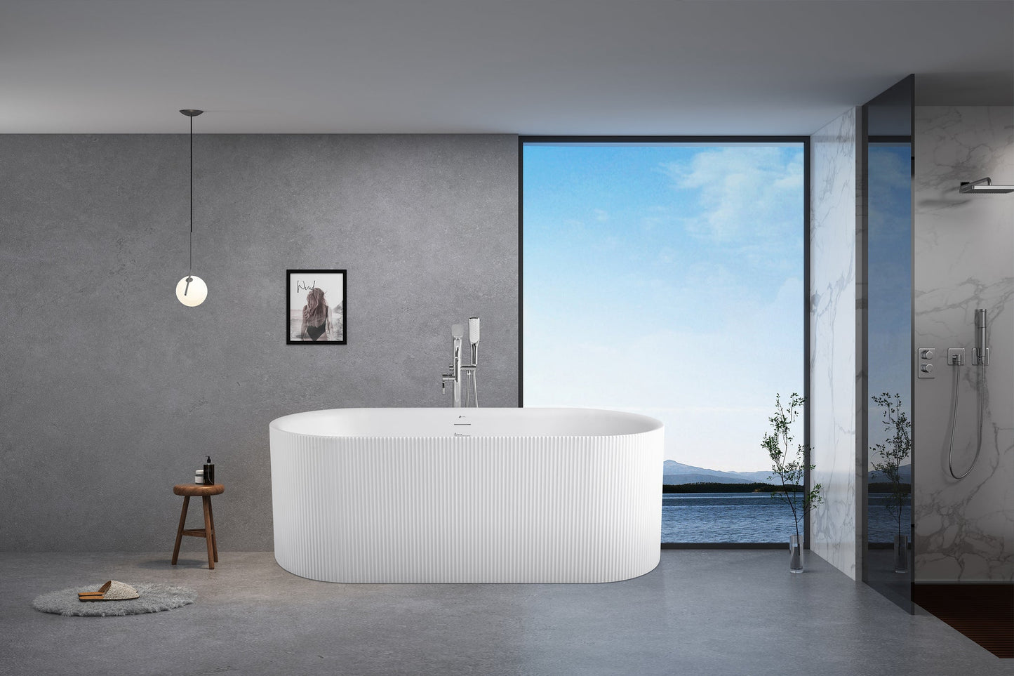 CD 60-inch SP-1869 Matte White Modern Freestanding Bathtub (Acrylic)