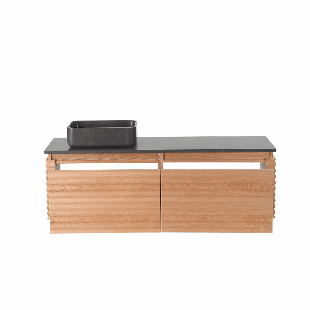 OCALA 60” MAPLE WALL MOUNT MODERN BATHROOM VANITY (LEFT SINK/RIGHT SINK/DOUBLE SINK)