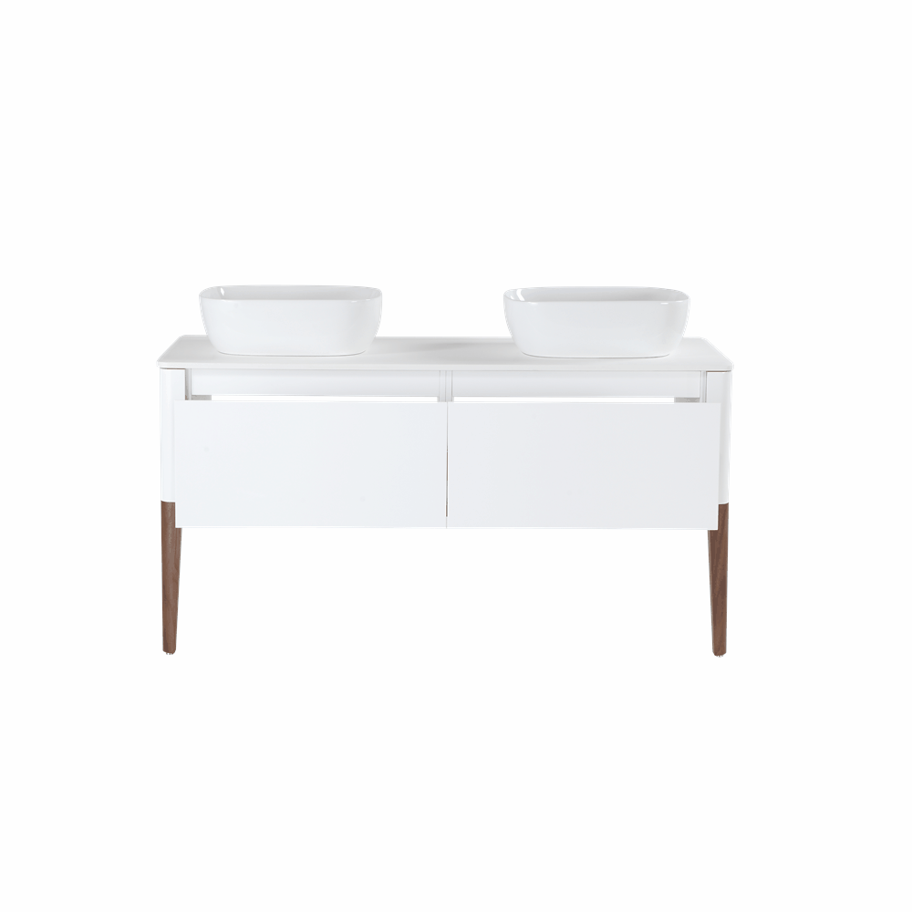 SEBASTIAN 60” GLOSS WHITE DUAL MOUNT MODERN BATHROOM VANITY