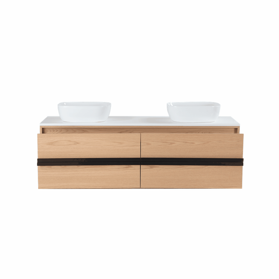 SINTRA 72” DARK WALNUT OAK WALL MOUNT MODERN BATHROOM VANITY