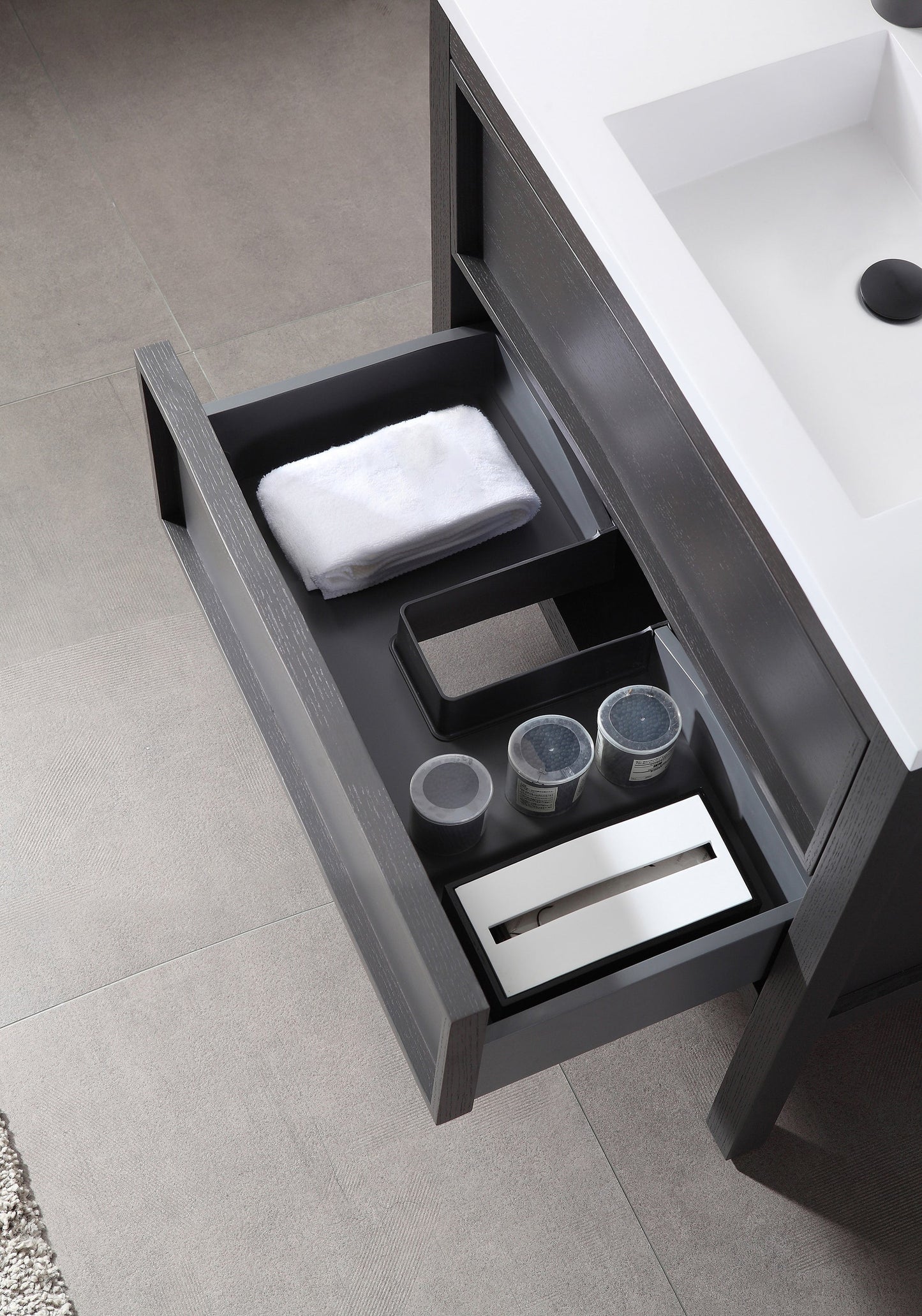 ANNECY 24” CHARCOAL OAK FREESTANDING MODERN BATHROOM VANITY
