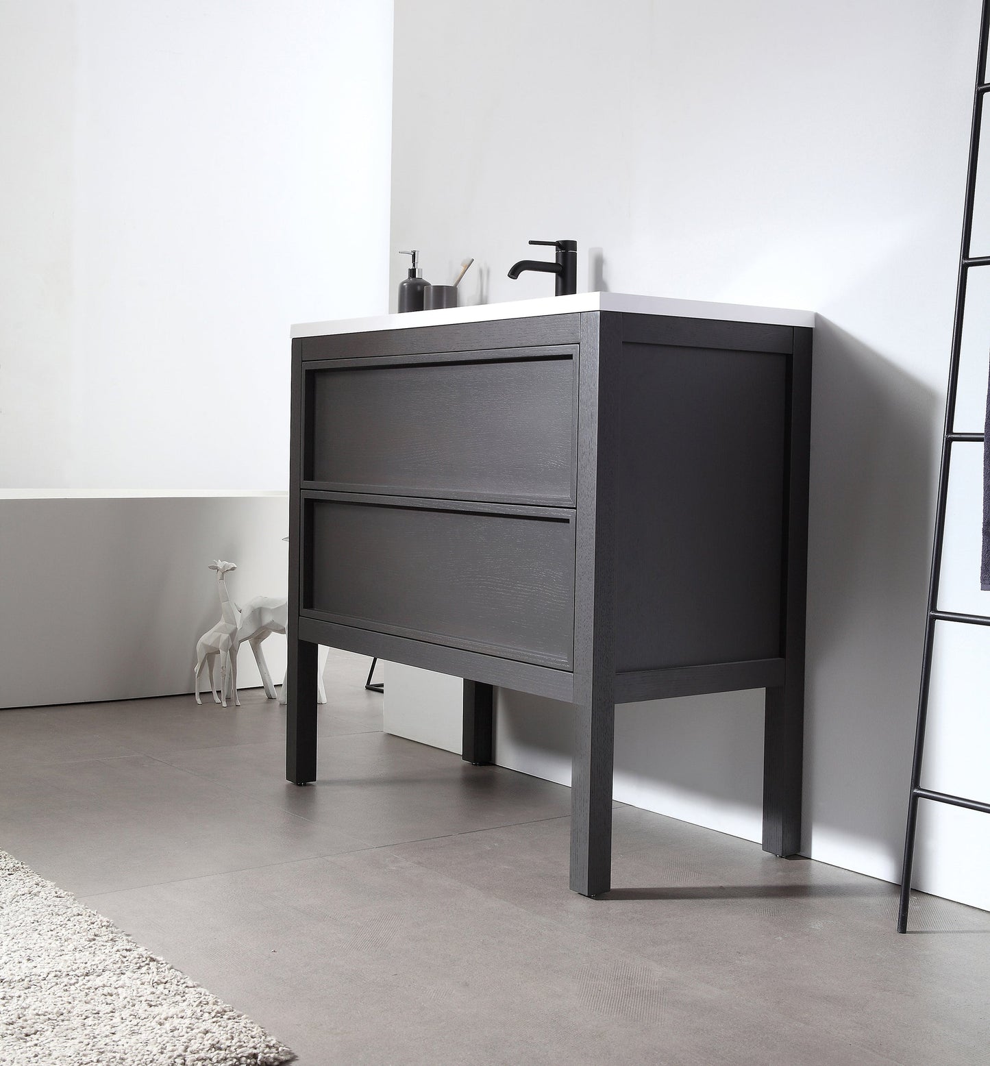 ANNECY 36” CHARCOAL OAK FREESTANDING MODERN BATHROOM VANITY