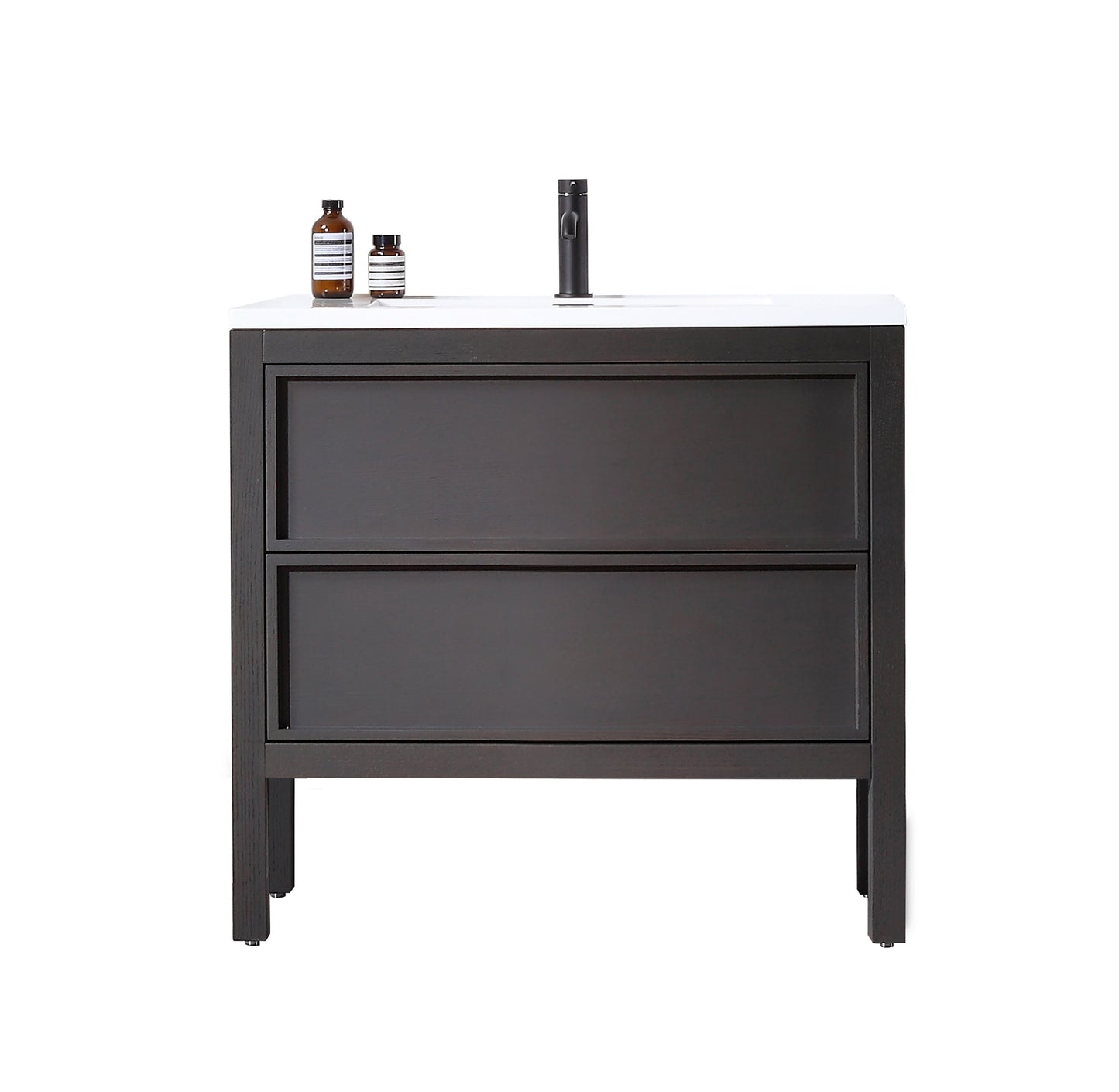 ANNECY 36” CHARCOAL OAK FREESTANDING MODERN BATHROOM VANITY