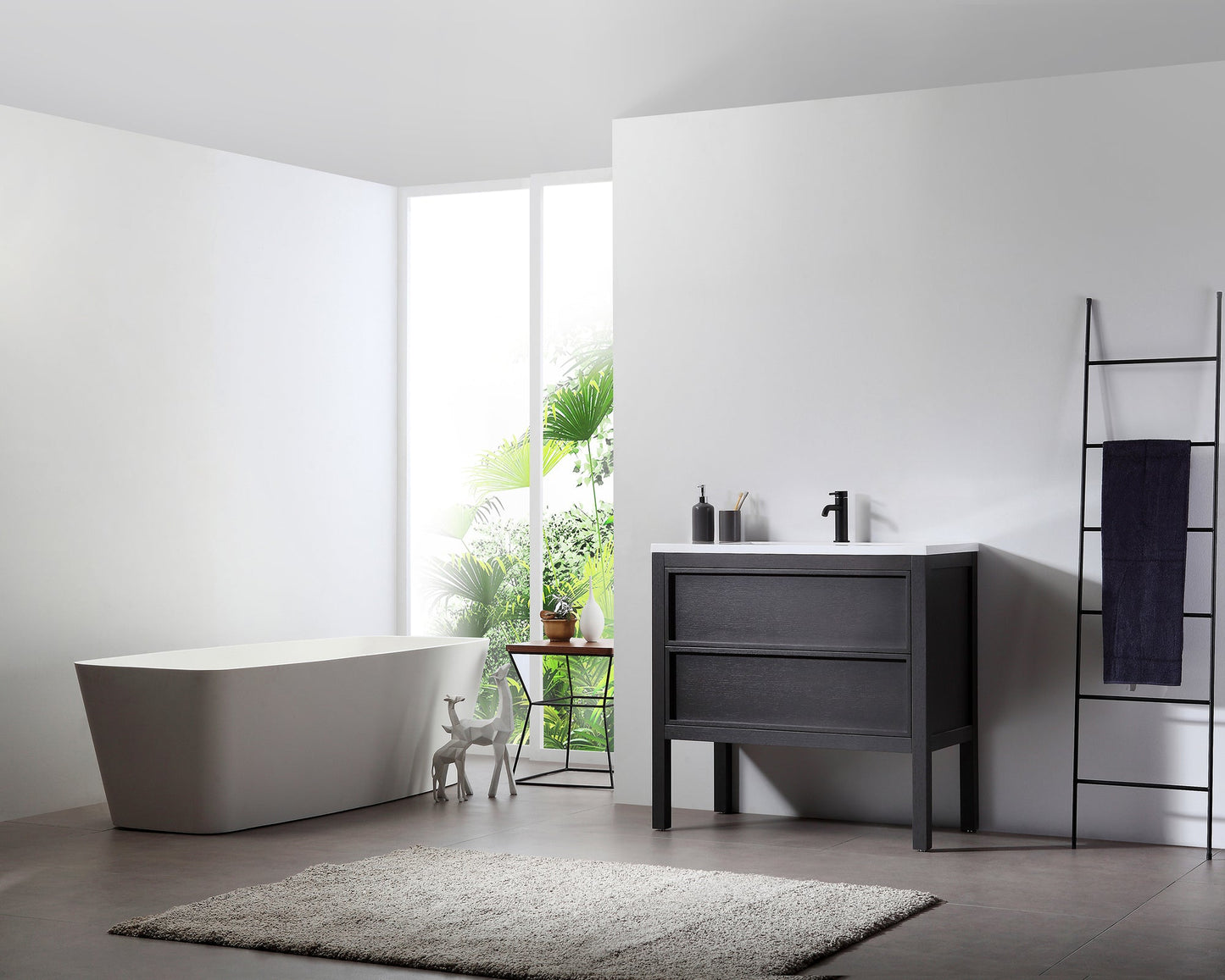 ANNECY 36” CHARCOAL OAK FREESTANDING MODERN BATHROOM VANITY