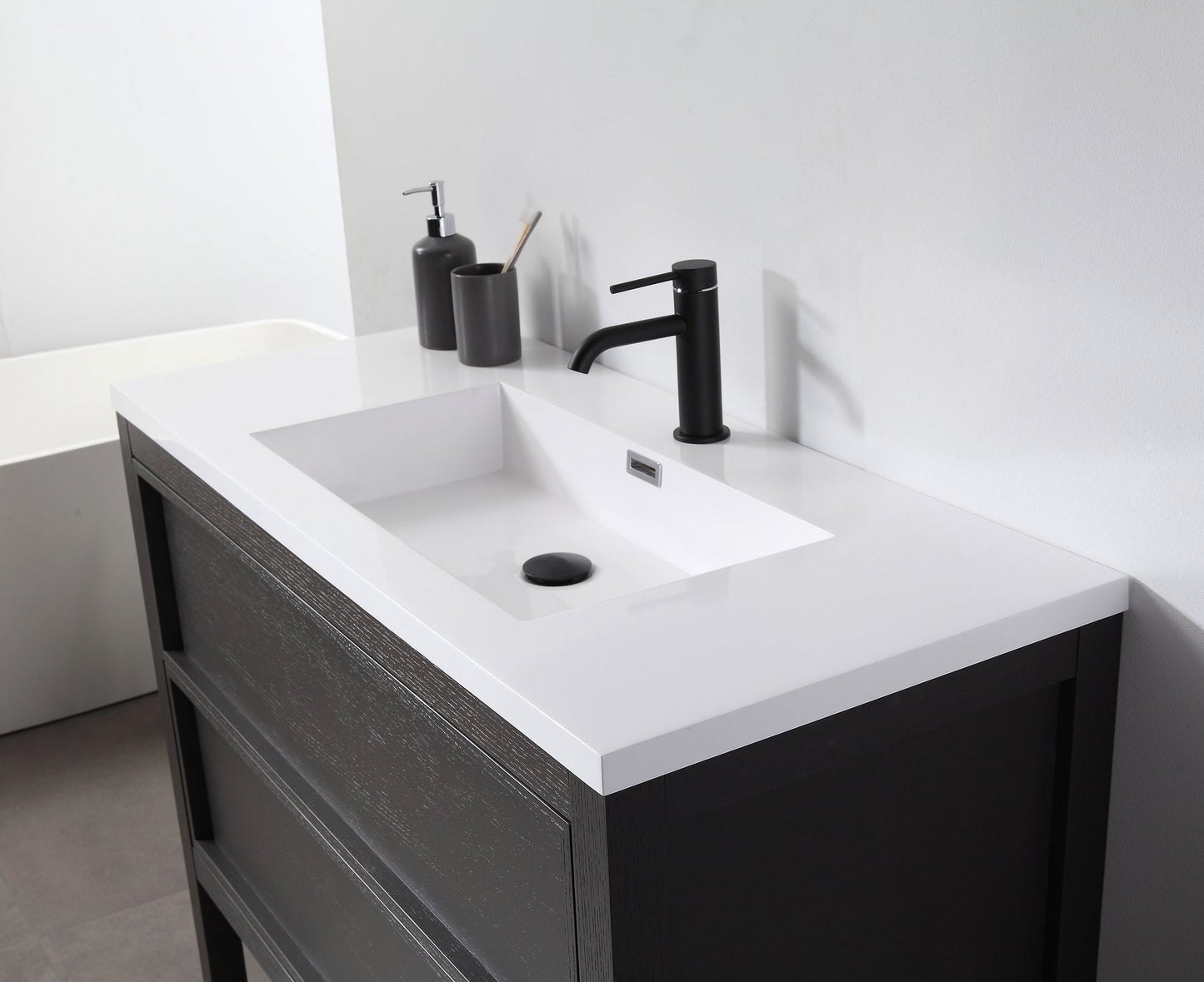 ANNECY 36” CHARCOAL OAK FREESTANDING MODERN BATHROOM VANITY