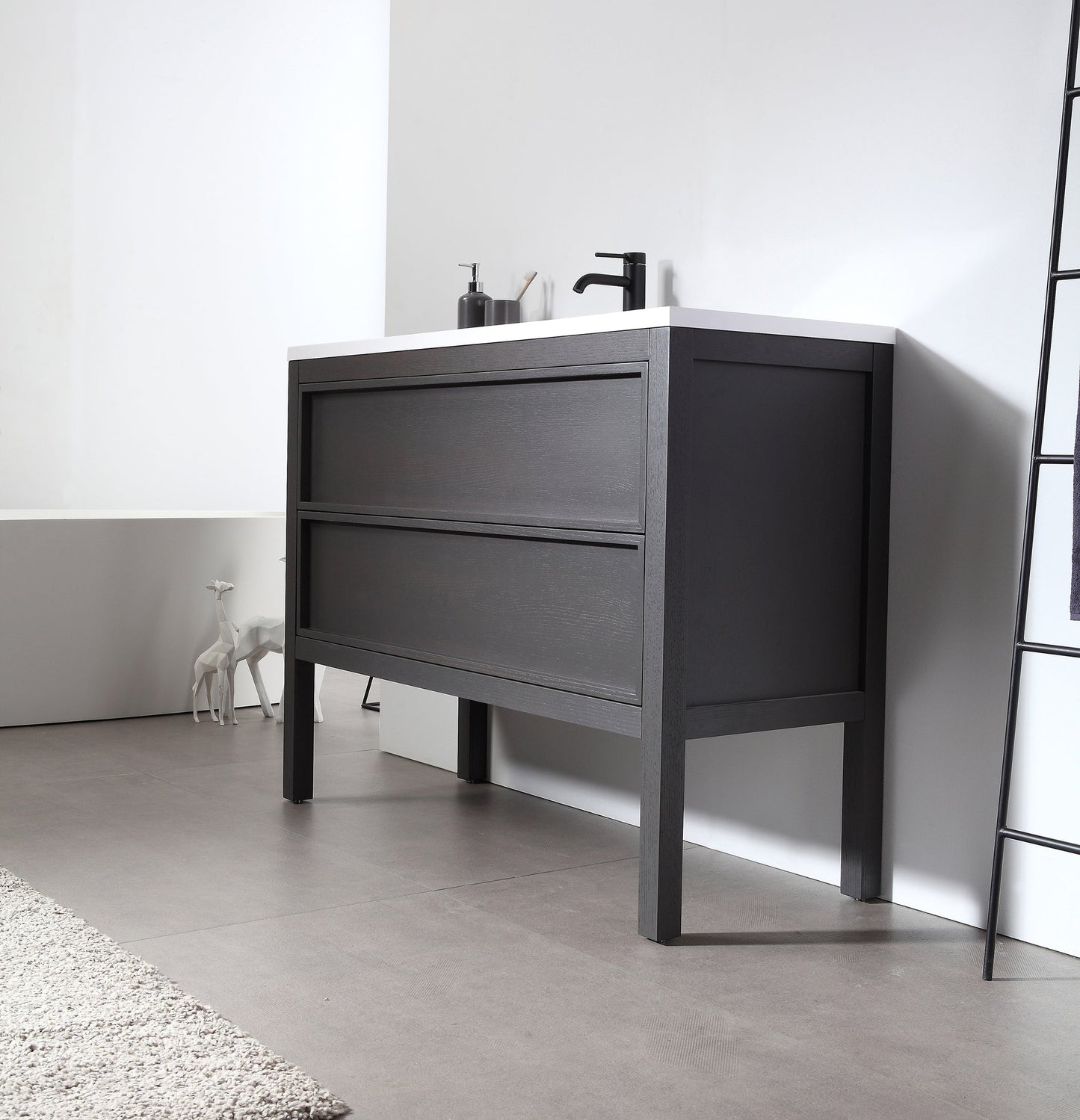 ANNECY 48” CHARCOAL OAK FREESTANDING MODERN BATHROOM VANITY