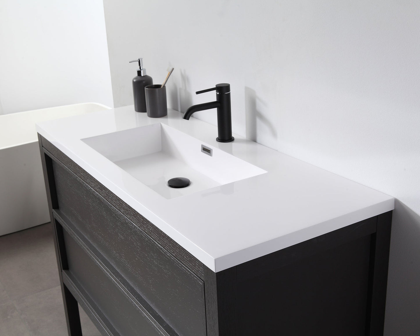 ANNECY 48” CHARCOAL OAK FREESTANDING MODERN BATHROOM VANITY