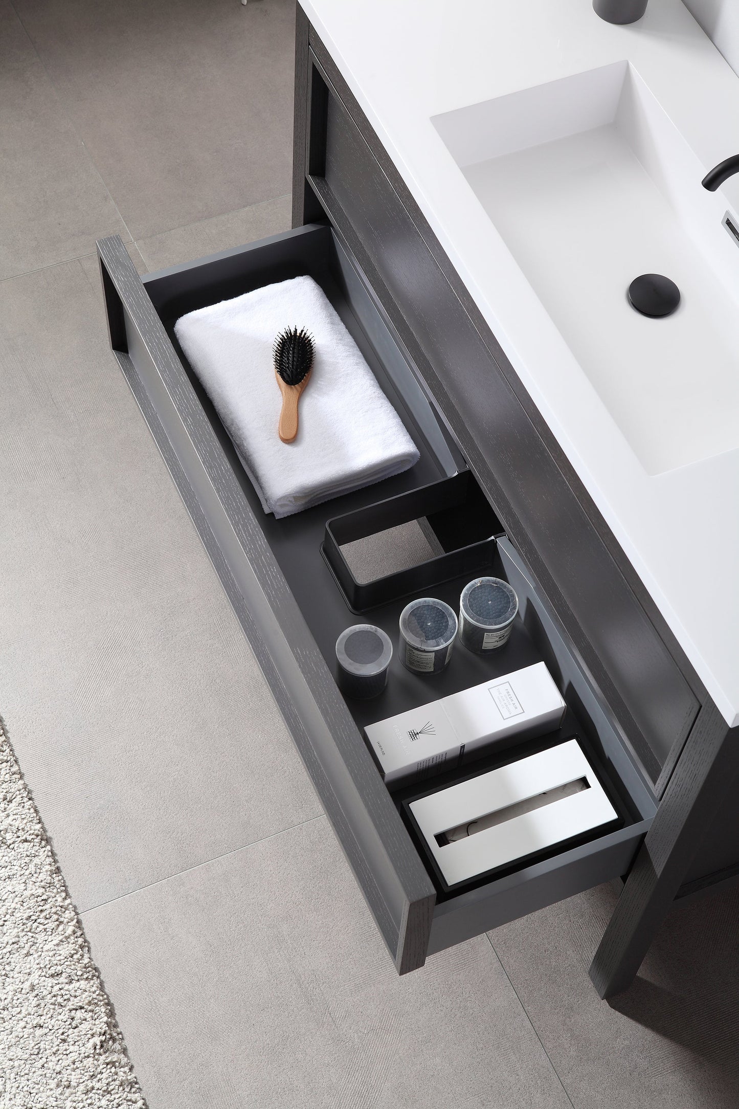 ANNECY 48” CHARCOAL OAK FREESTANDING MODERN BATHROOM VANITY