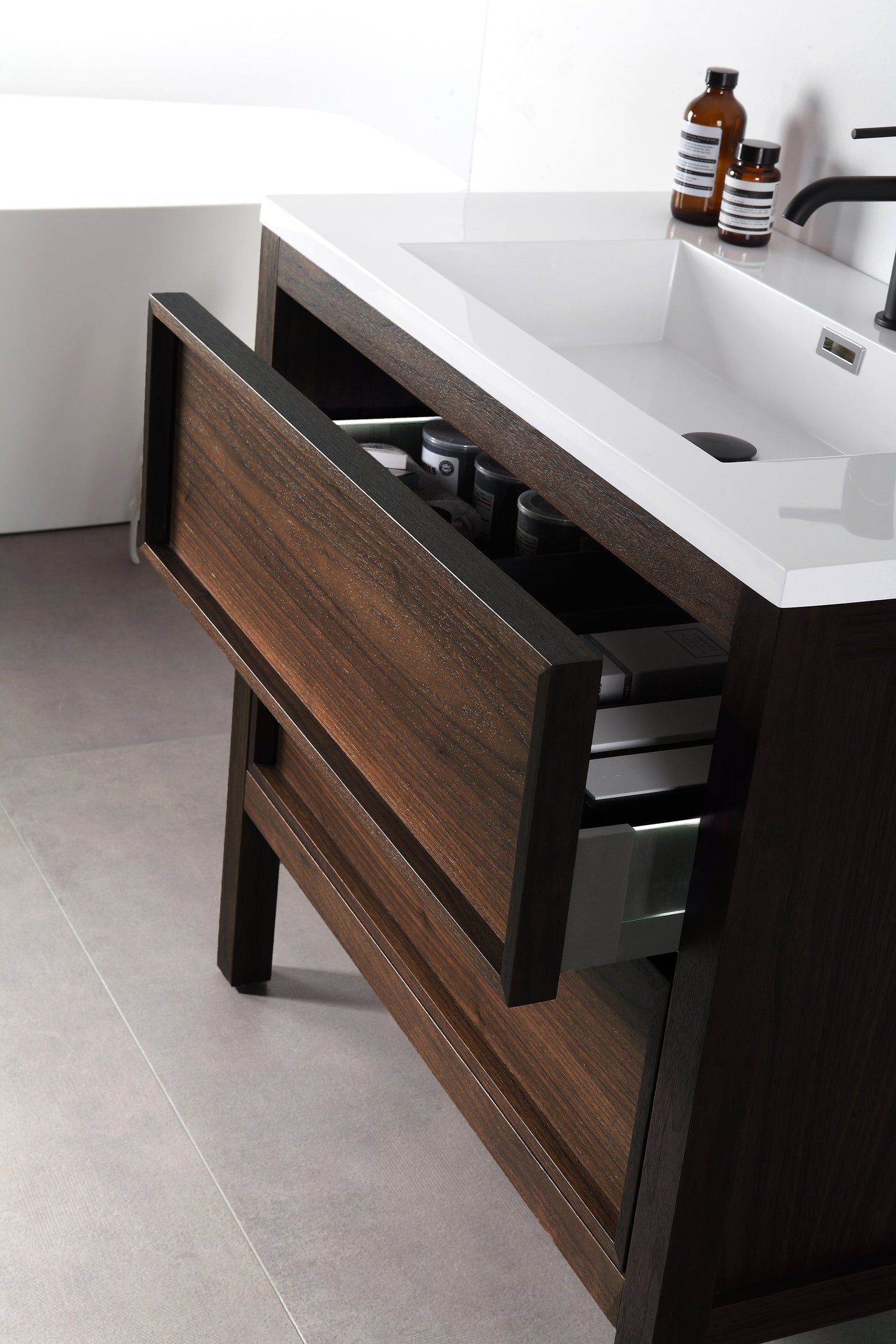 ANNECY 36” DARK WALNUT FREESTANDING MODERN BATHROOM VANITY