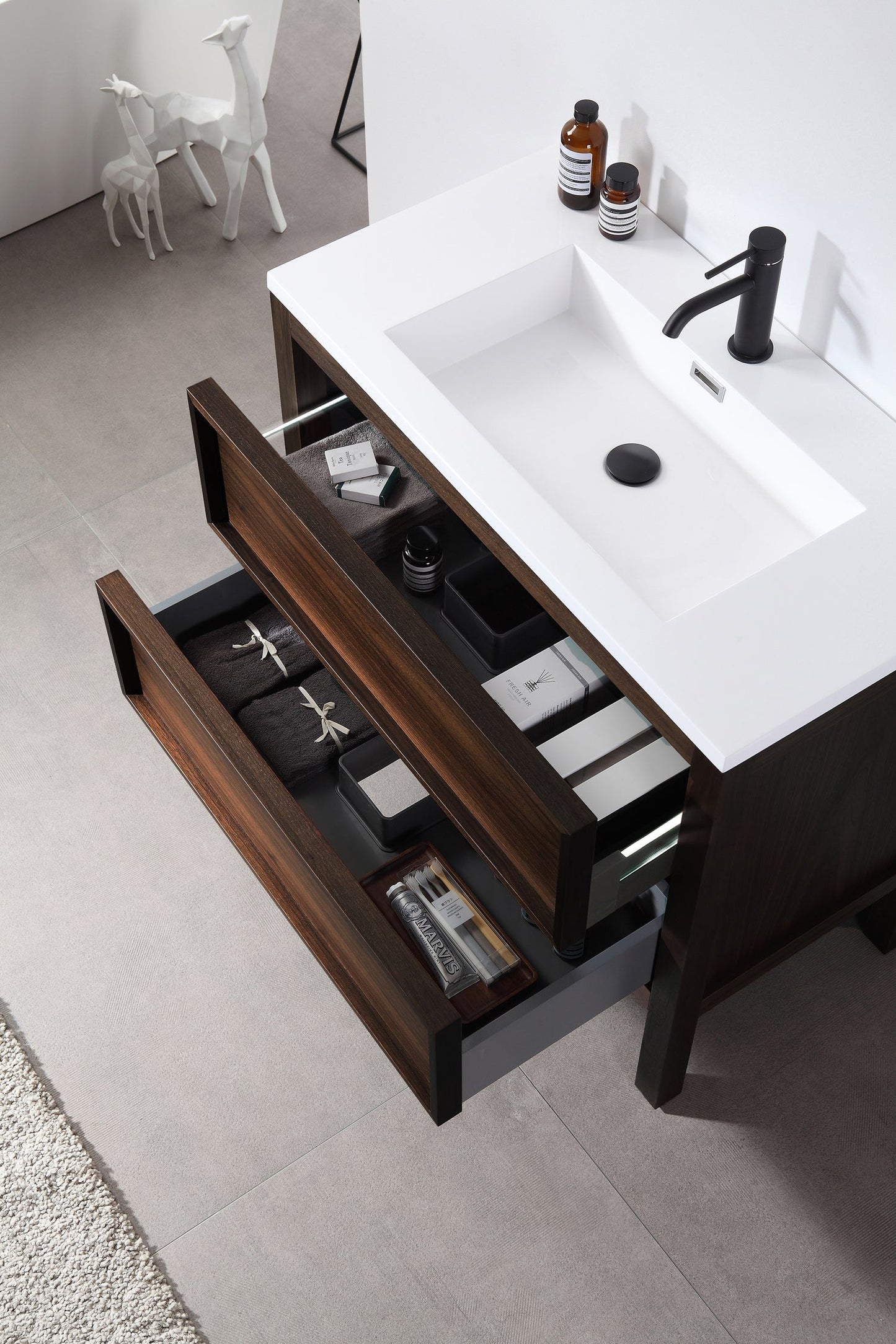 ANNECY 36” DARK WALNUT FREESTANDING MODERN BATHROOM VANITY