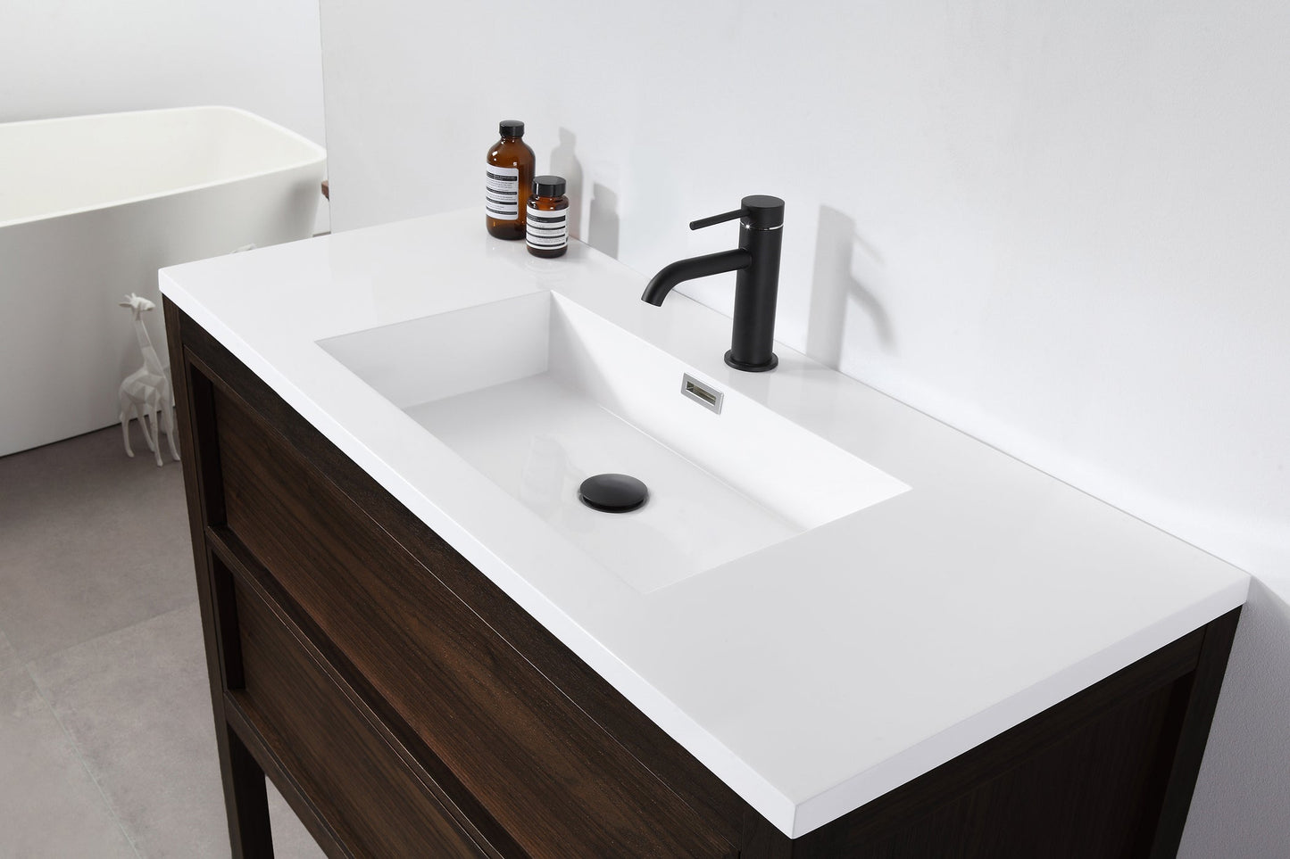 ANNECY 48” DARK WALNUT FREESTANDING MODERN BATHROOM VANITY