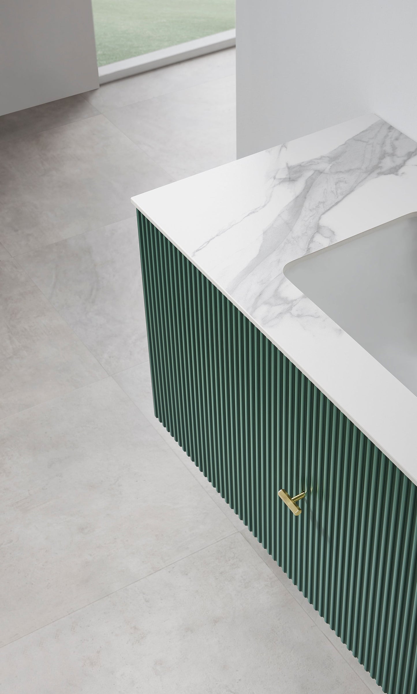 BARCELONA 42” FOREST GREEN WALL MOUNT MODERN BATHROOM VANITY (WHITE COUNTERTOP)