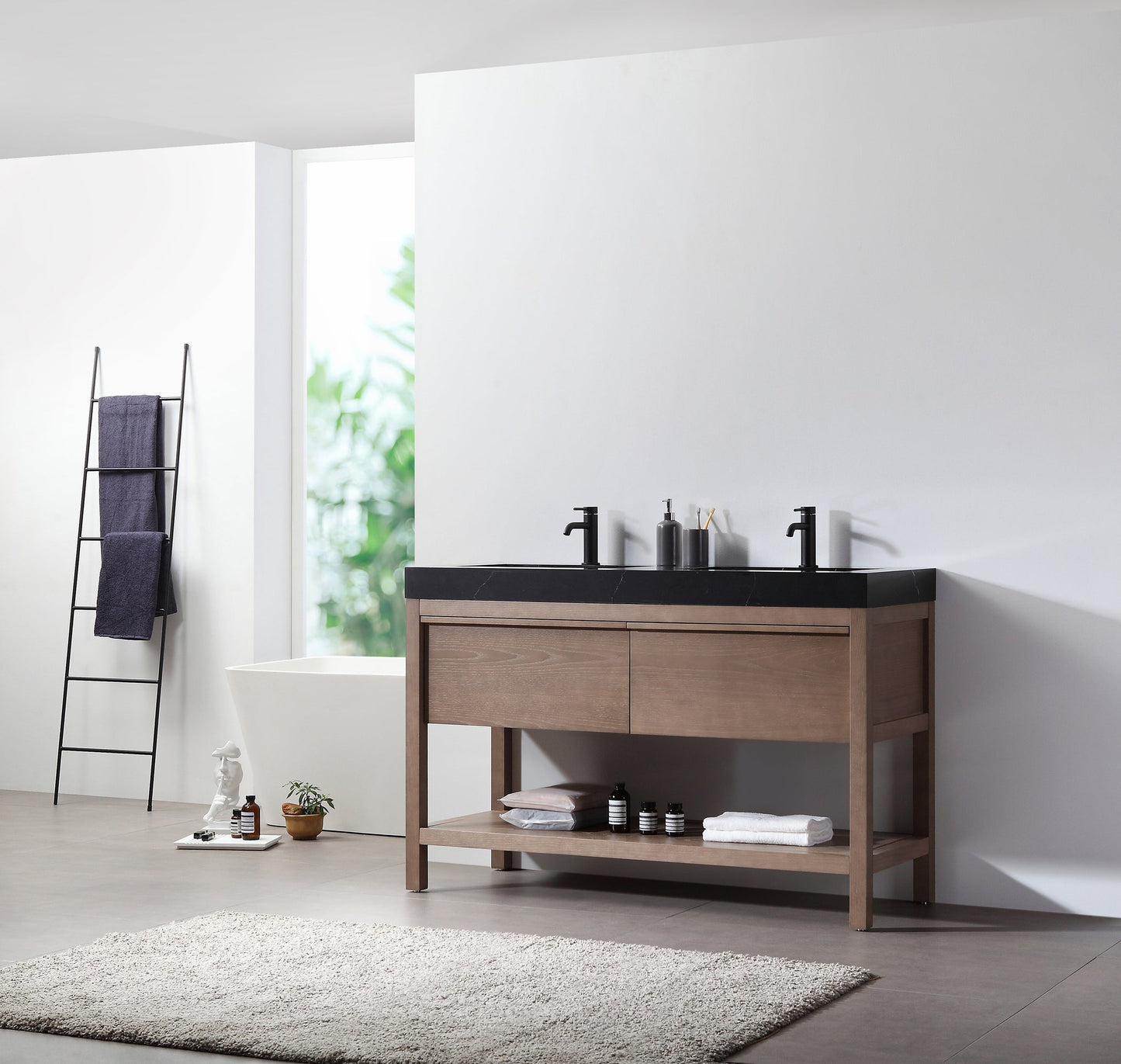 BIBURY 48” CHESTNUT OAK FREESTANDING MODERN BATHROOM VANITY