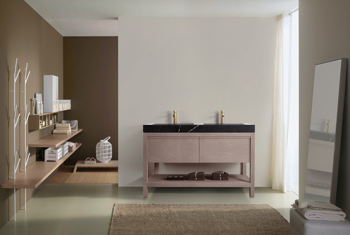 BIBURY 48” CHESTNUT OAK FREESTANDING MODERN BATHROOM VANITY