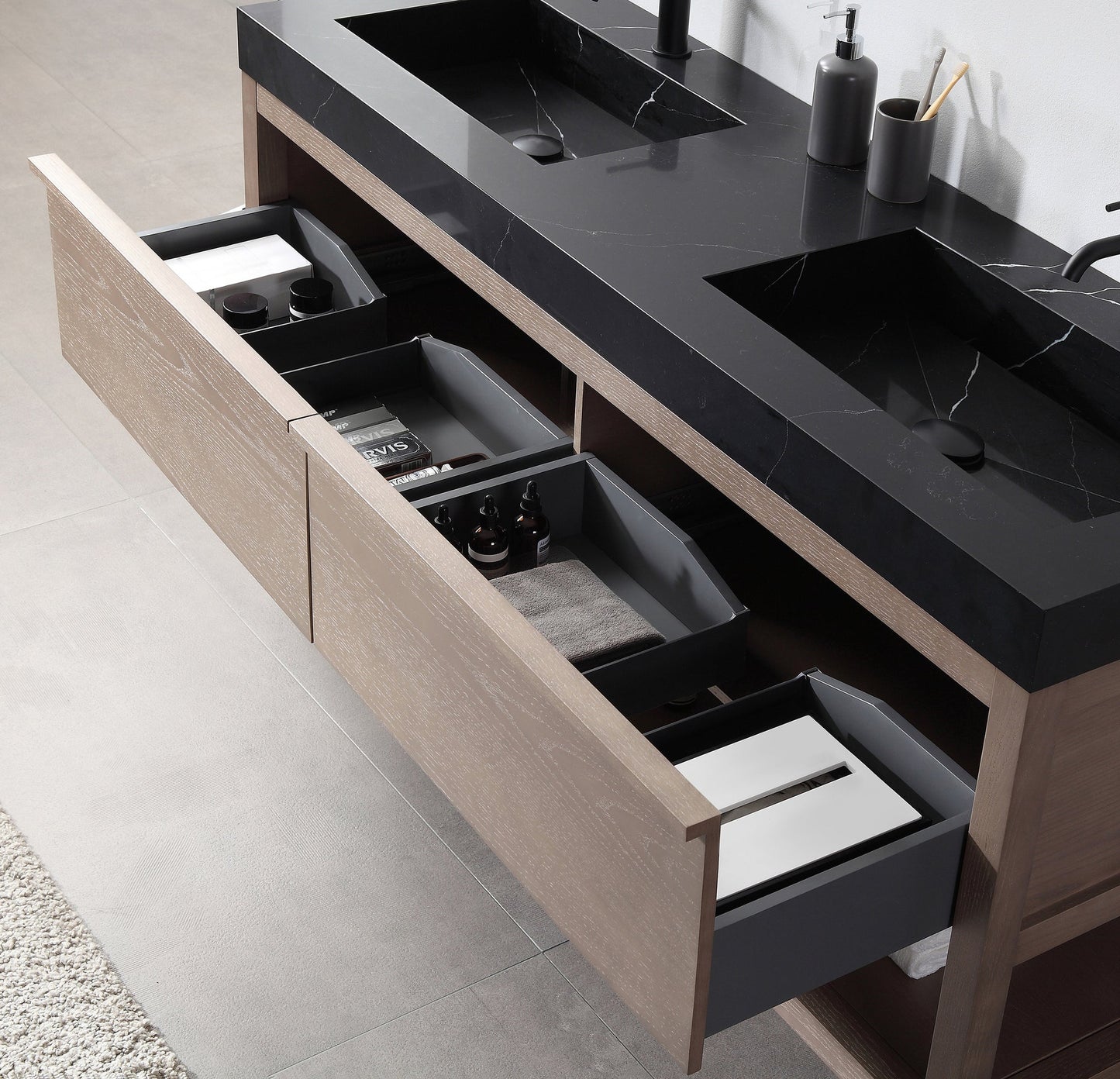 BIBURY 72” CHESTNUT OAK FREESTANDING MODERN BATHROOM VANITY