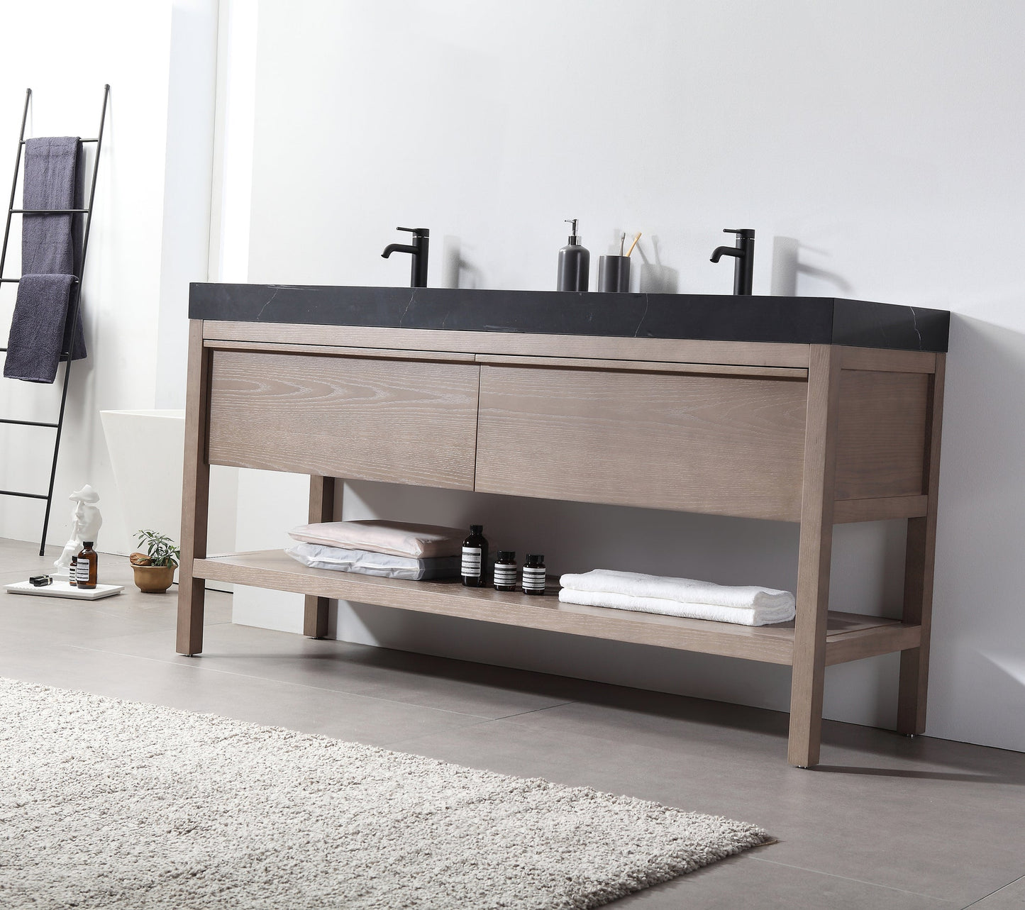 BIBURY 72” CHESTNUT OAK FREESTANDING MODERN BATHROOM VANITY