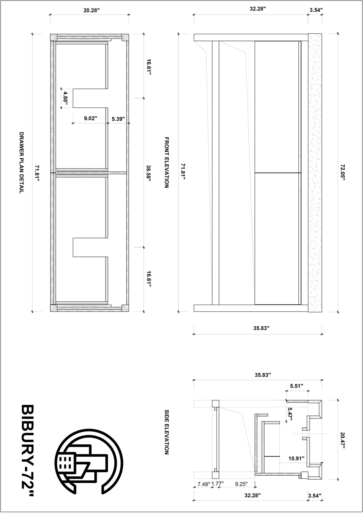 BIBURY 72” WHITEWASH OAK FREESTANDING MODERN BATHROOM VANITY