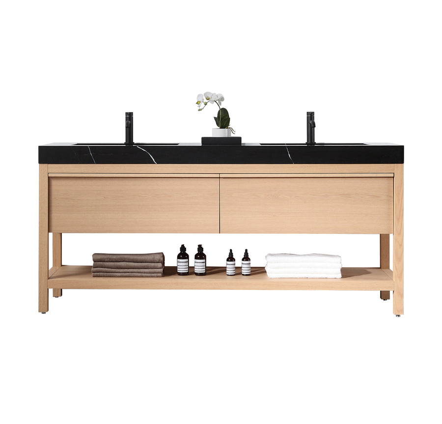 BIBURY 72” WHITEWASH OAK FREESTANDING MODERN BATHROOM VANITY