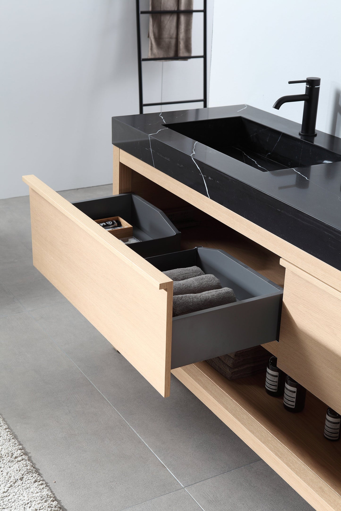 BIBURY 72” WHITEWASH OAK FREESTANDING MODERN BATHROOM VANITY