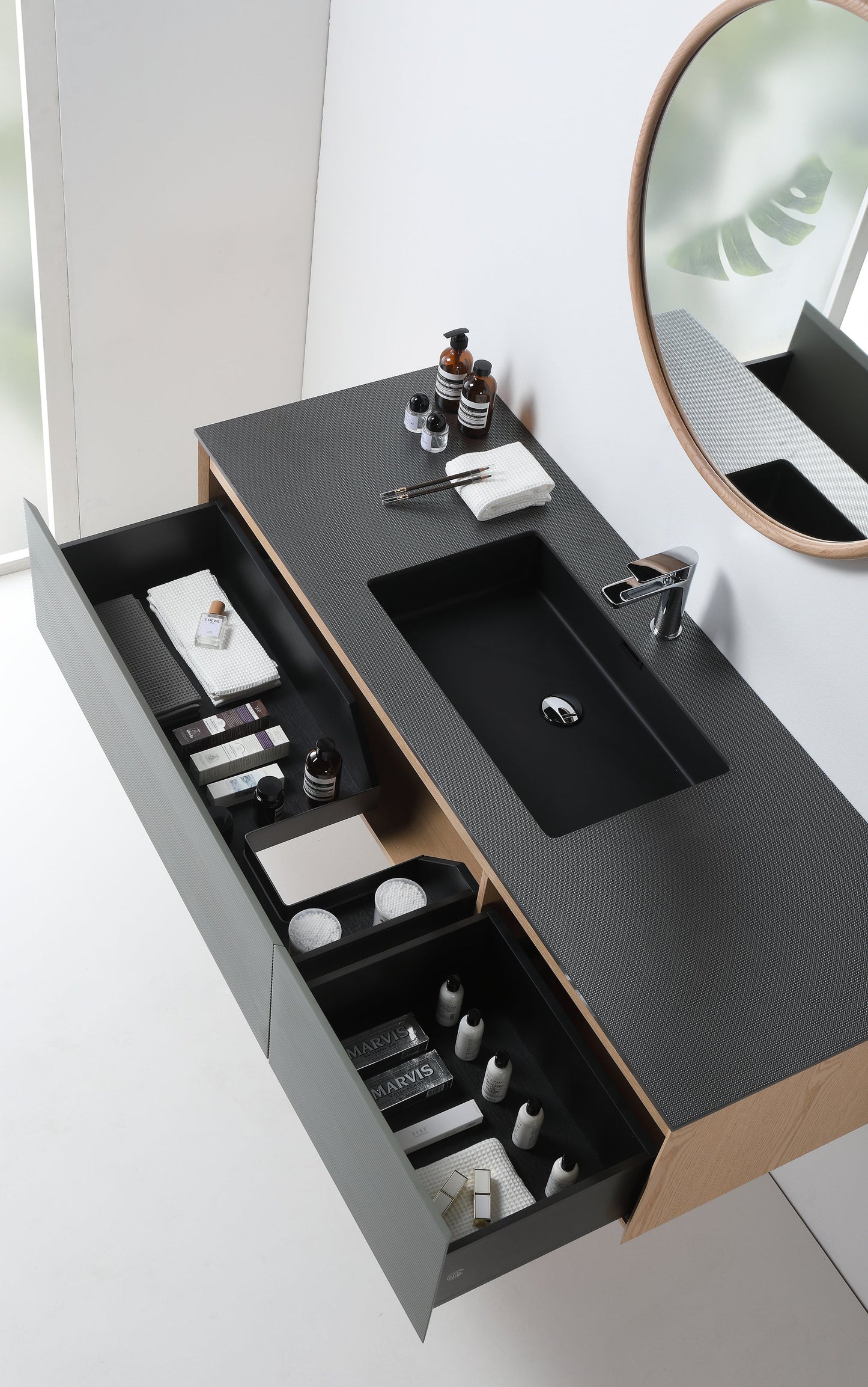 OSLO 60” SAGE GREEN/WHITEWASH WALL MOUNT MODERN BATHROOM VANITY