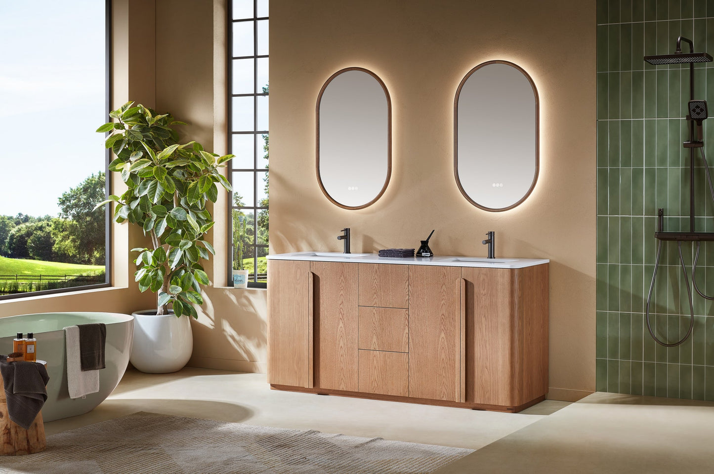 PARMA 72” NATURAL TEAK FREESTANDING BATHROOM VANITY