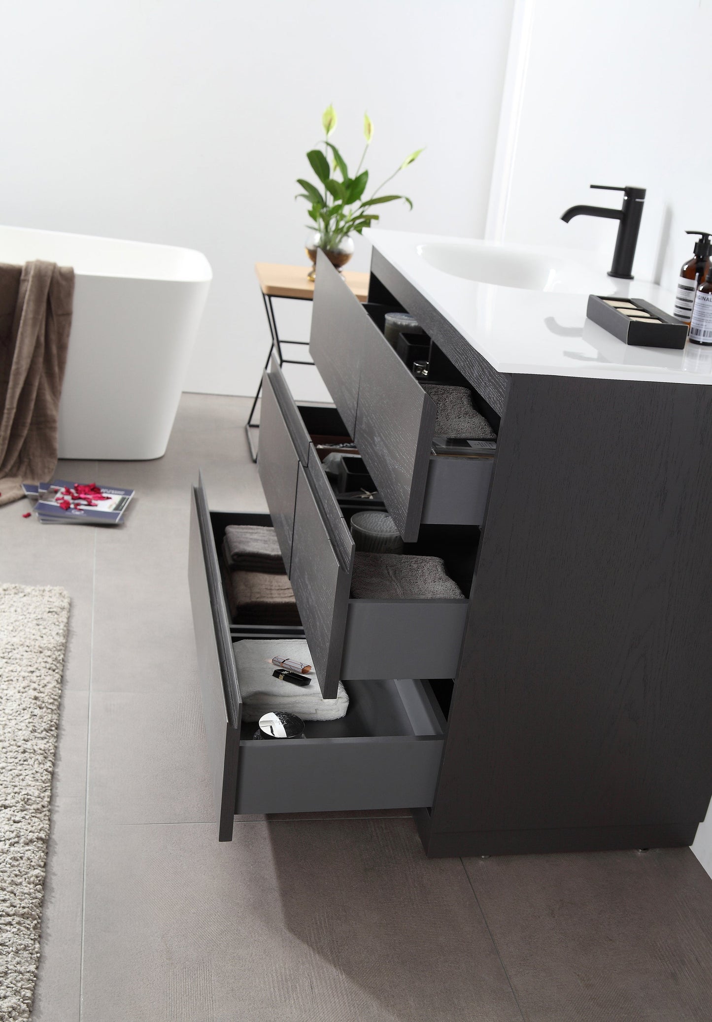 ROTHENBURG 42” CHARCOAL FREESTANDING MODERN BATHROOM VANITY