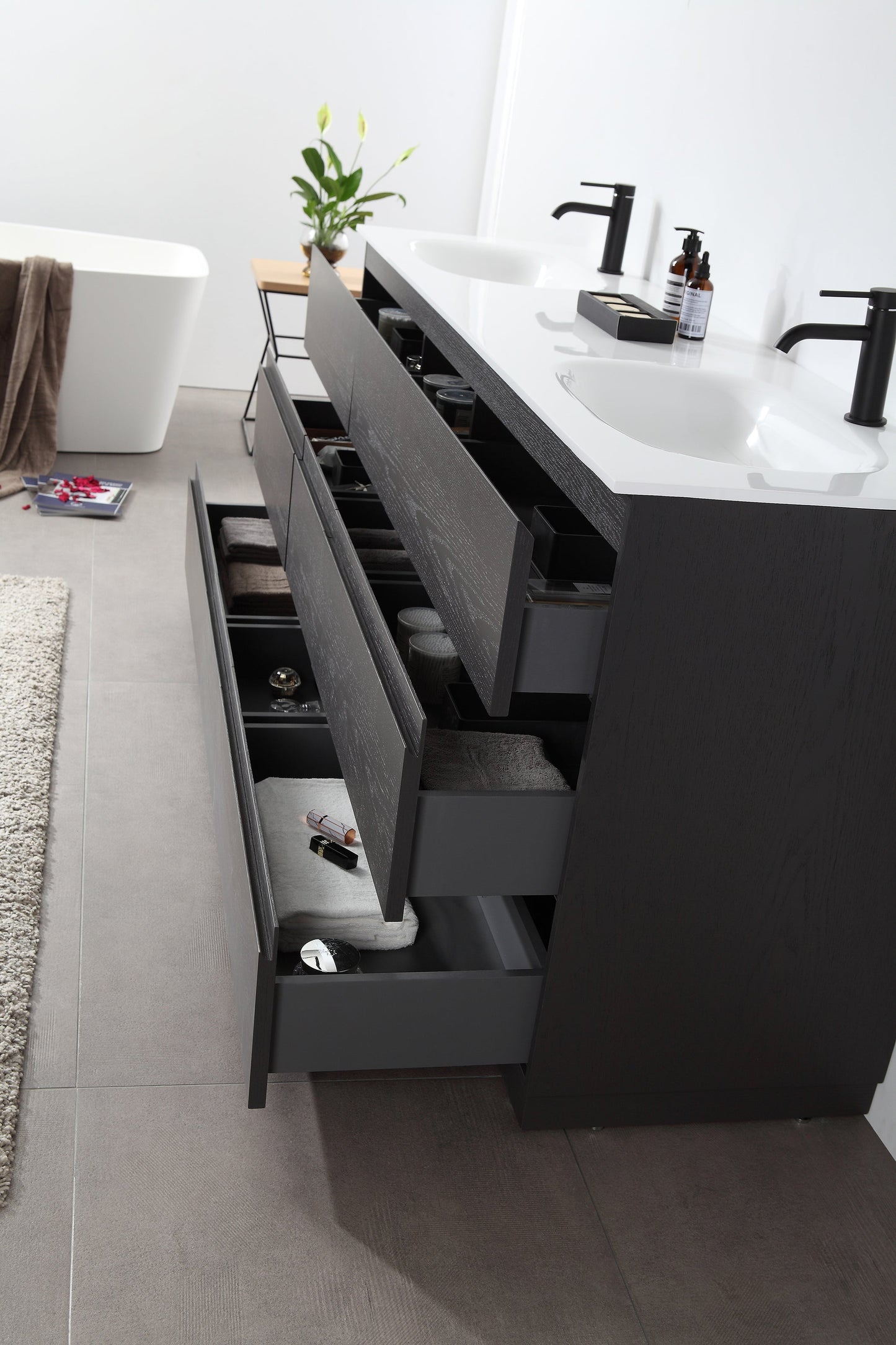 ROTHENBURG 72” CHARCOAL FREESTANDING MODERN BATHROOM VANITY