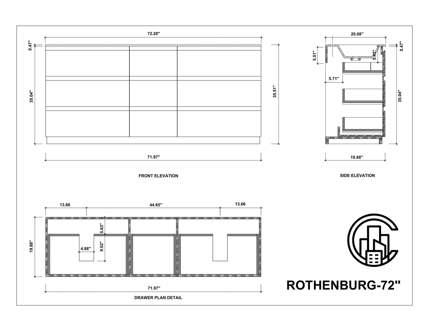 ROTHENBURG 72” GOLDEN OAK FREESTANDING MODERN BATHROOM VANITY