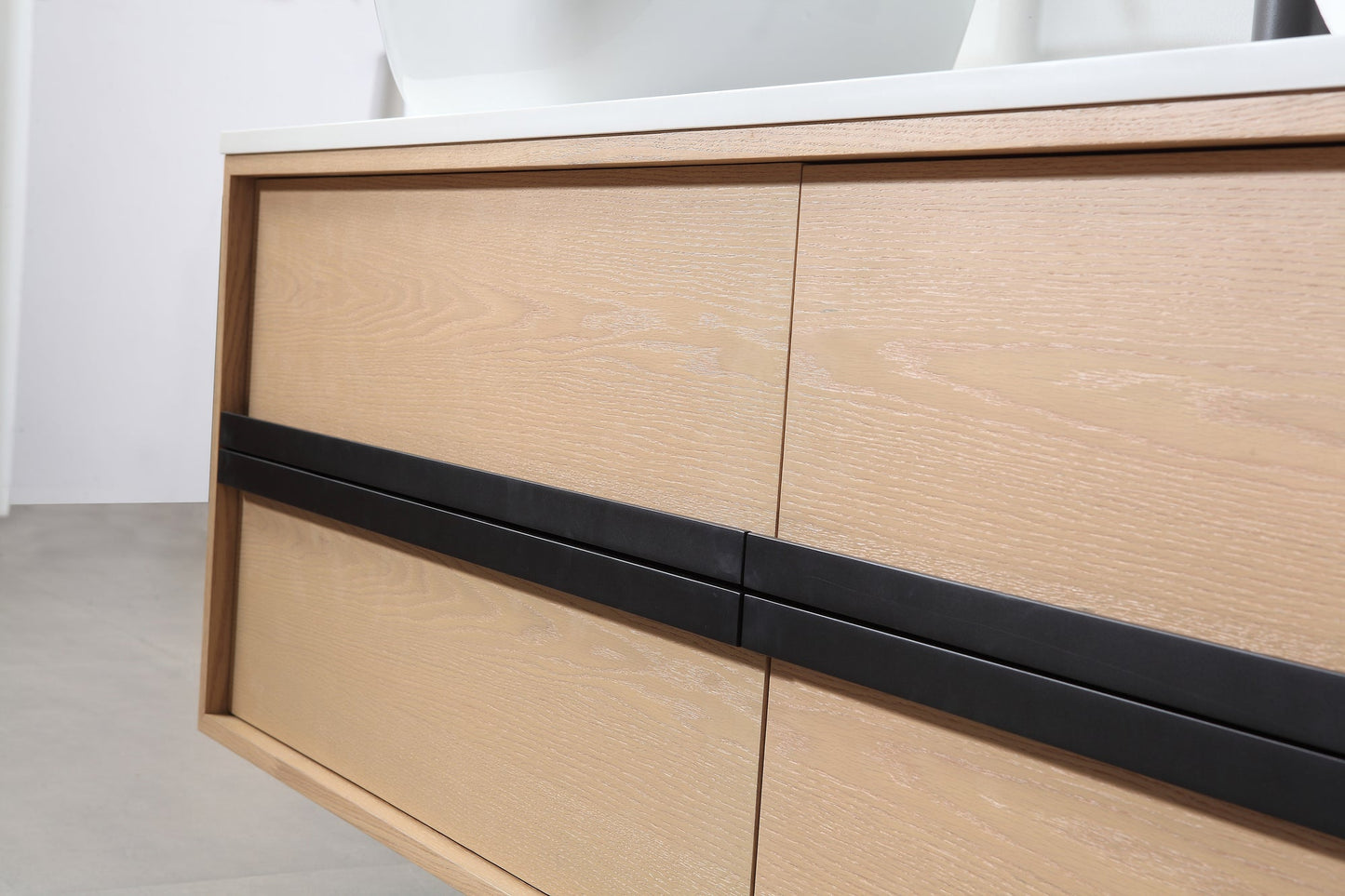 SINTRA 72” WHITEWASH OAK WALL MOUNT MODERN BATHROOM VANITY