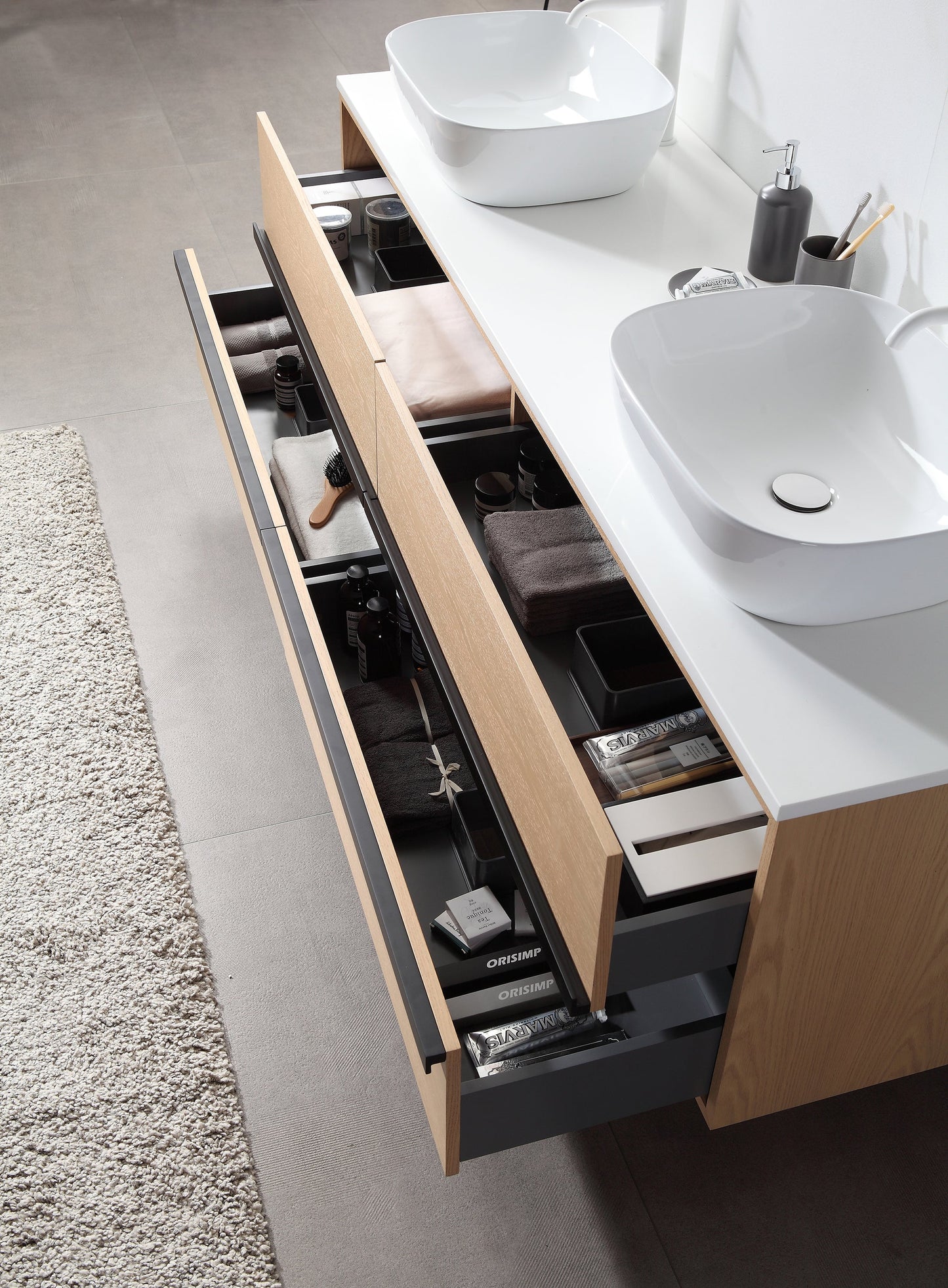 SINTRA 72” WHITEWASH OAK WALL MOUNT MODERN BATHROOM VANITY