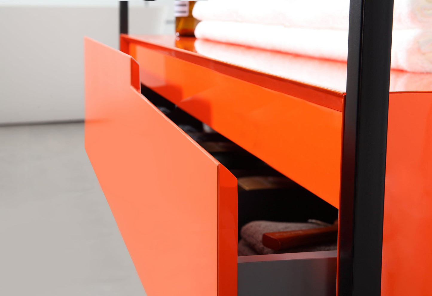 TEXEL 42” RED AMBER/BLACK INDUSTRIAL STYLE FREESTANDING BATHROOM VANITY