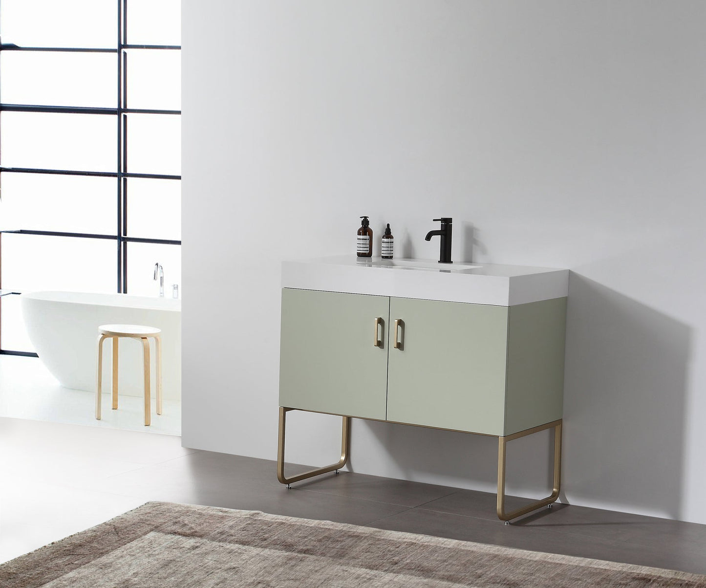 VEEMON 36” PINE MIST DUAL MOUNT MODERN BATHROOM VANITY