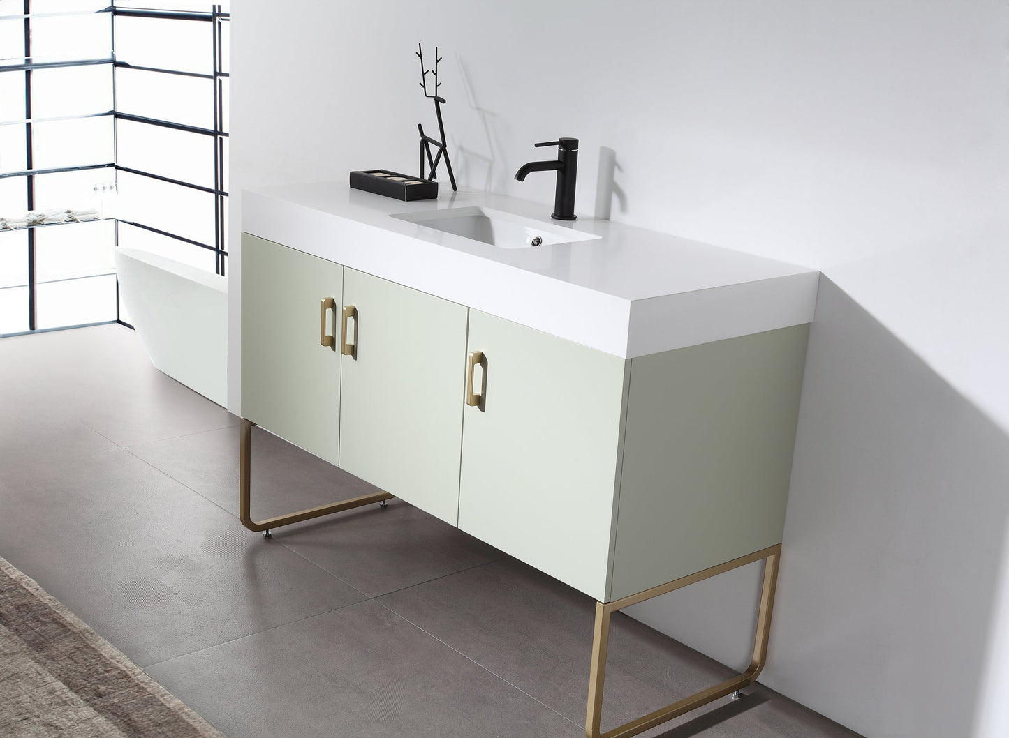 VEEMON 48” PINE MIST DUAL MOUNT MODERN BATHROOM VANITY