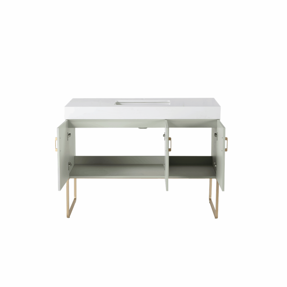 VEEMON 48” WALNUT DUAL MOUNT MODERN BATHROOM VANITY