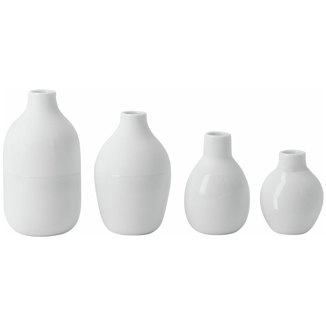 Ceramic White Mini Vases Set of 4 - Scandinavian Vase Gift Set for Tiny Flowers or Buds