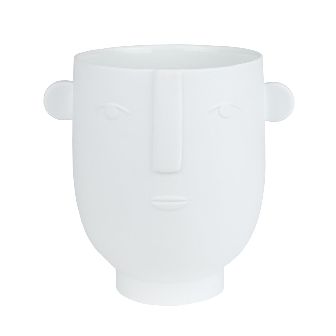 Natural Forms White Porcelain Face Shaped Flower Pot Planter