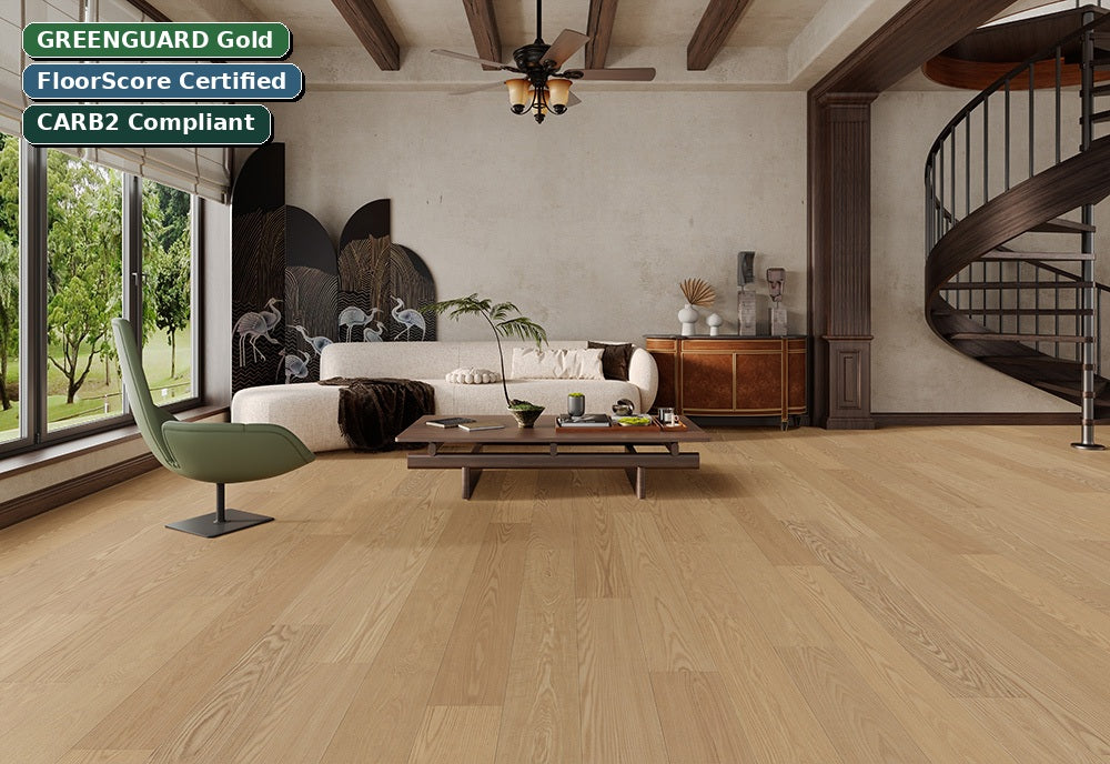 Whiskey Opulent Couture engineered European oak flooring — GREENGUARD Gold, FloorScore Certified, CARB2 Compliant