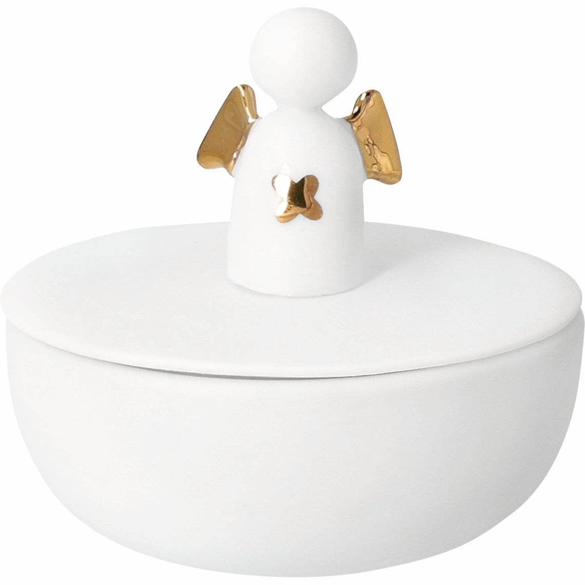 Porcelain Angel Figurine Trinket Box with Lid for Treasures and Jewelry