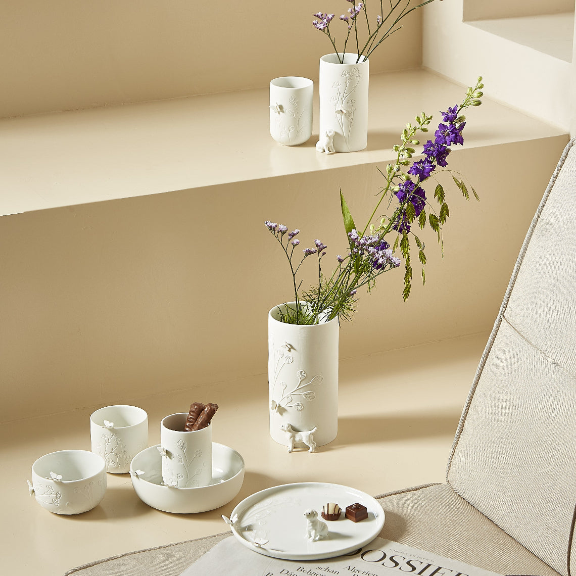 Porcelain Stories Decorative Puppy Dog Vase - Handcrafted Flower and Sculptural Vase product image