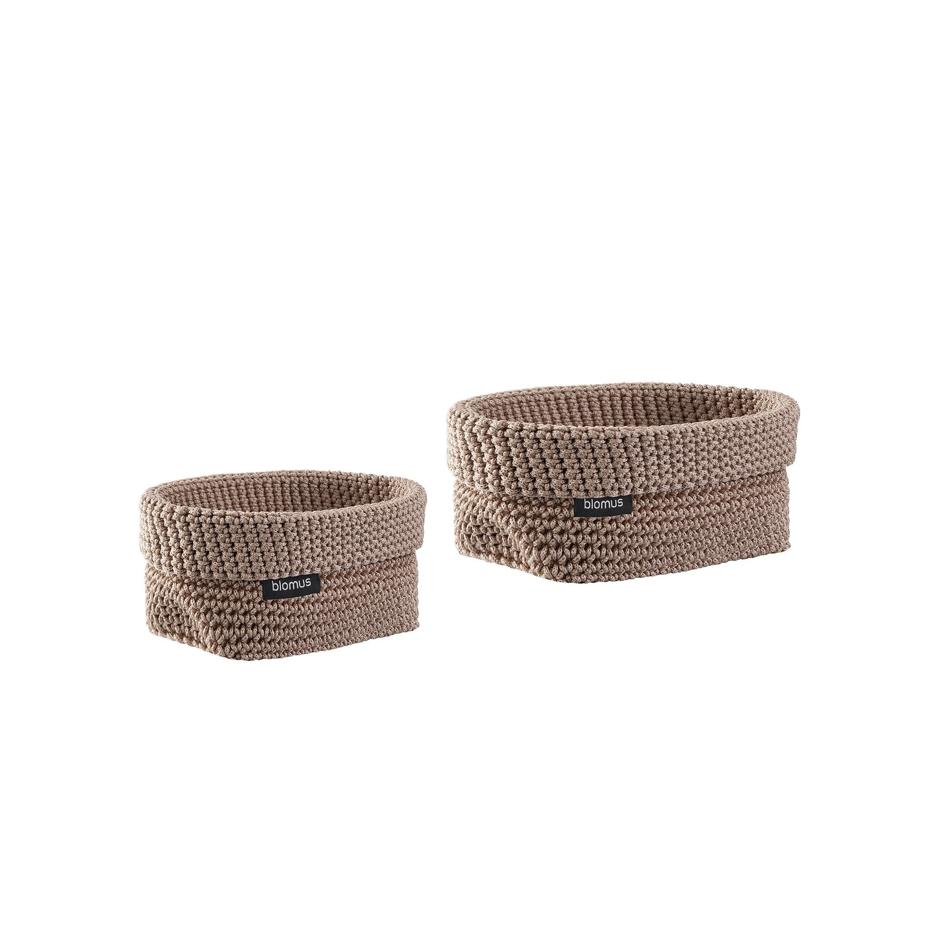 BLOMUS TELA crochet storage basket set in Bark