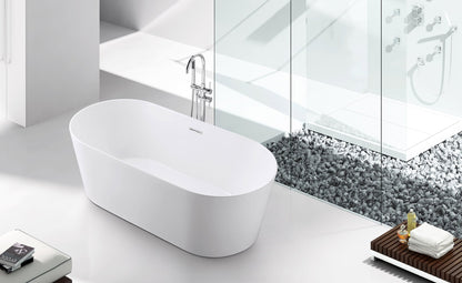 CD 60-inch BT-03 Gloss White Modern Freestanding Bathtub (Acrylic)