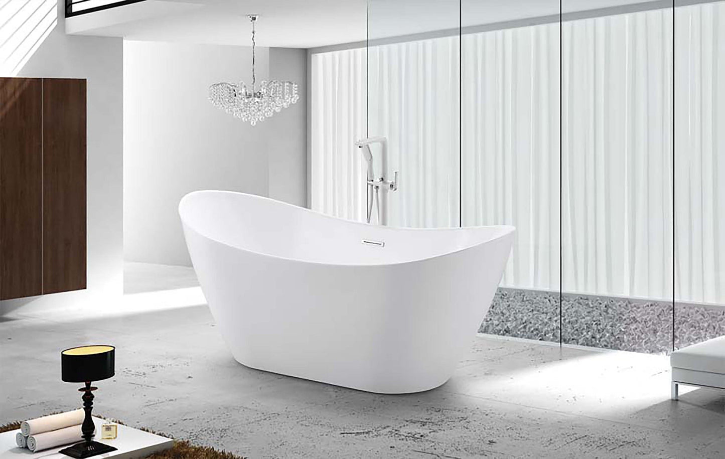 CD 60-inch BT-06 Gloss White Modern Freestanding Bathtub (Acrylic)