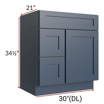 30" Bathroom Vanity, White Shaker Vanity, Double Door Cabinet